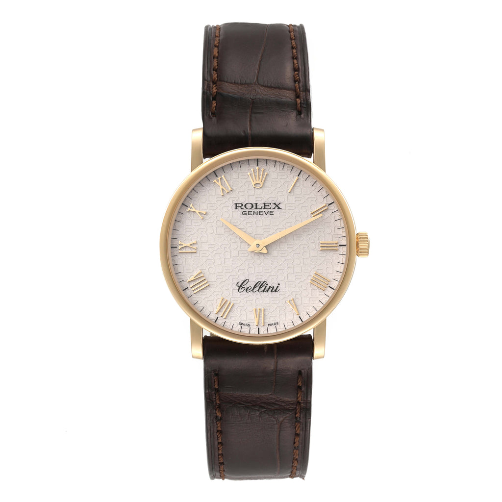 Rolex Cellini Classic Yellow Gold Anniversary Dial Mens Watch 5115 Box Card