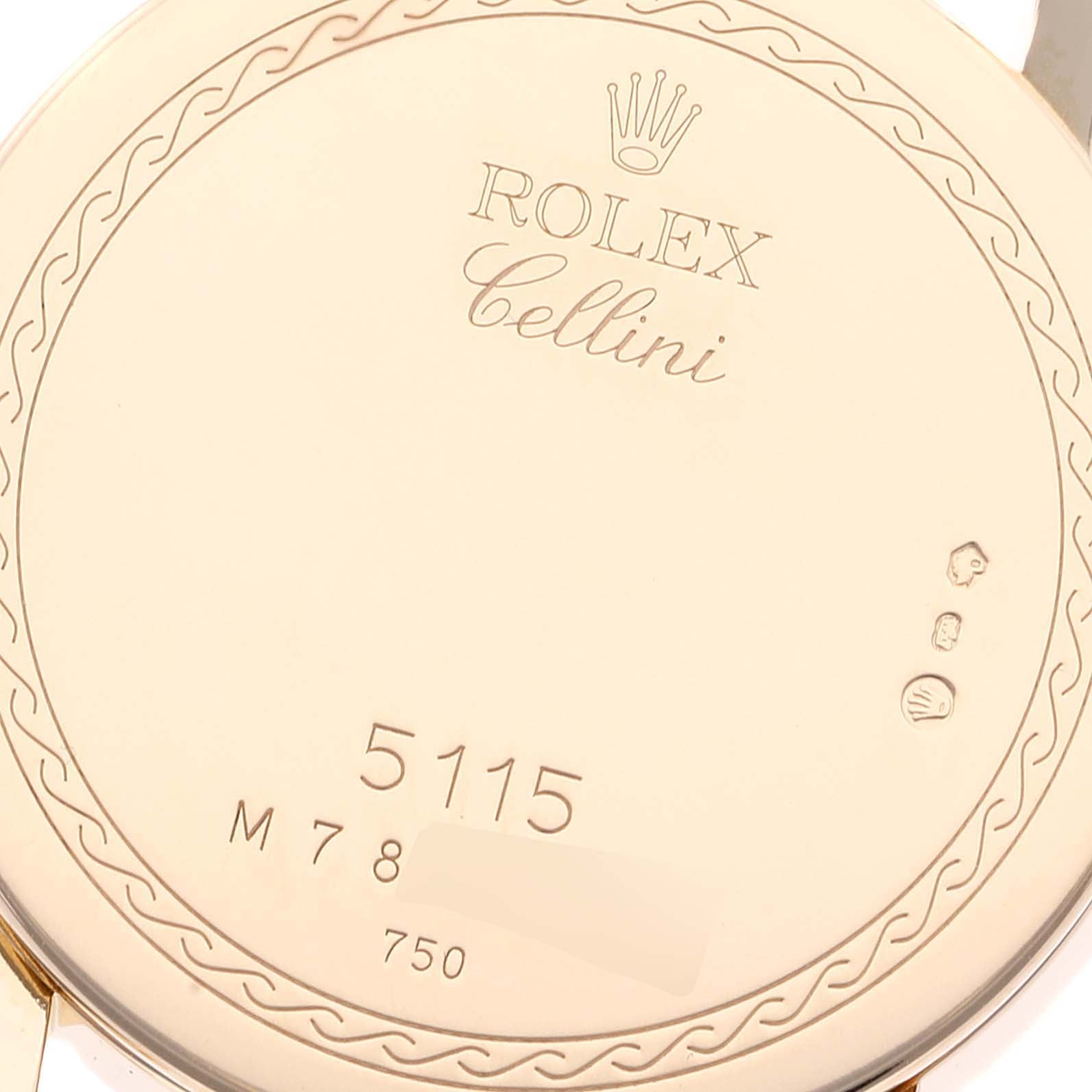Rolex Cellini Classic Yellow Gold Anniversary Dial Mens Watch 5115 Box Card