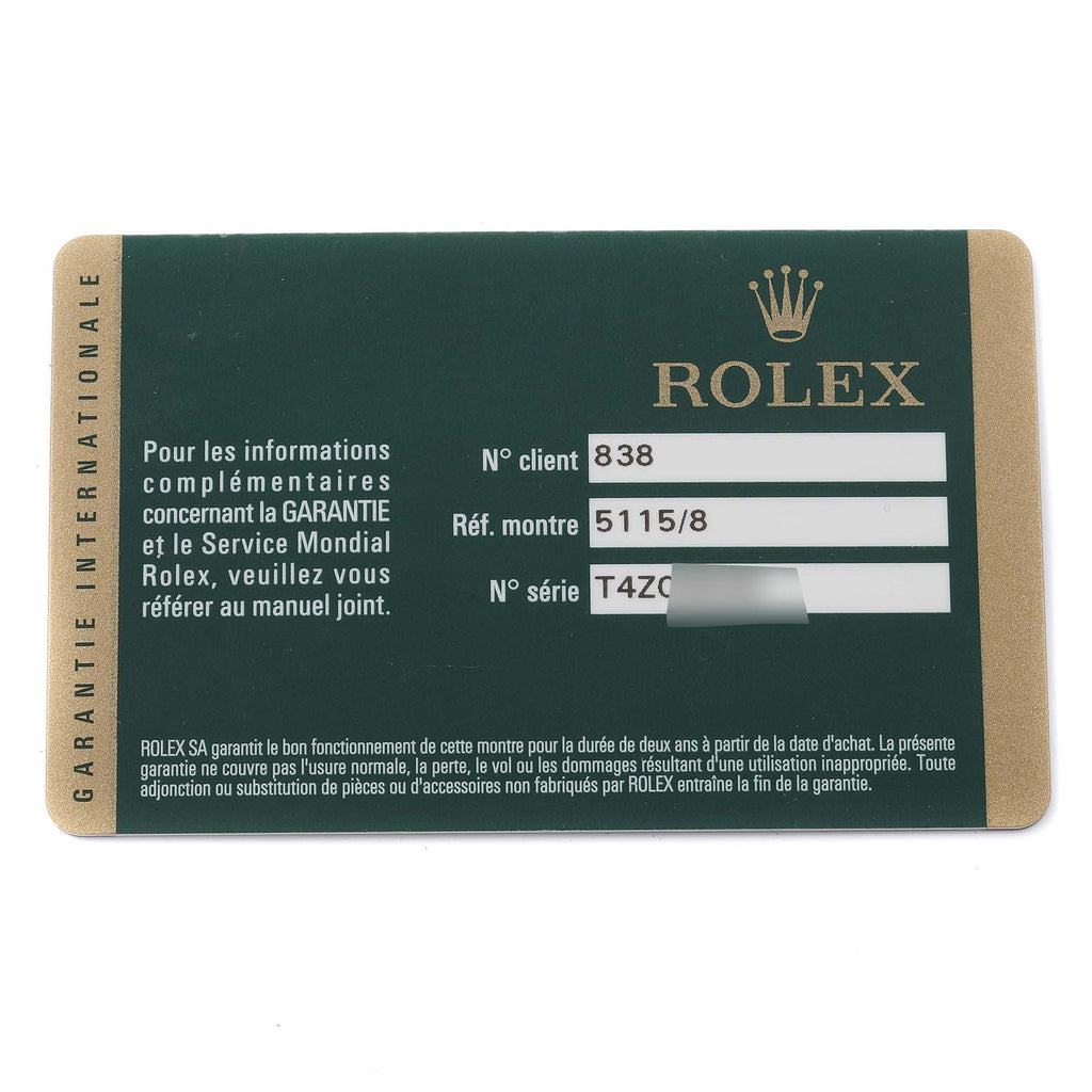 Rolex Cellini Classic Yellow Gold Anniversary Dial Mens Watch 5115 Card