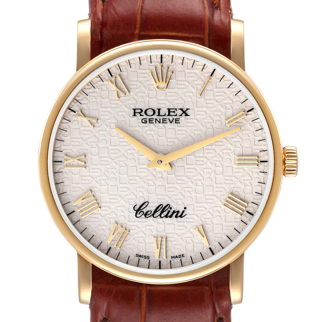 Rolex Cellini Classic Yellow Gold Anniversary Dial Mens Watch 5115 Card