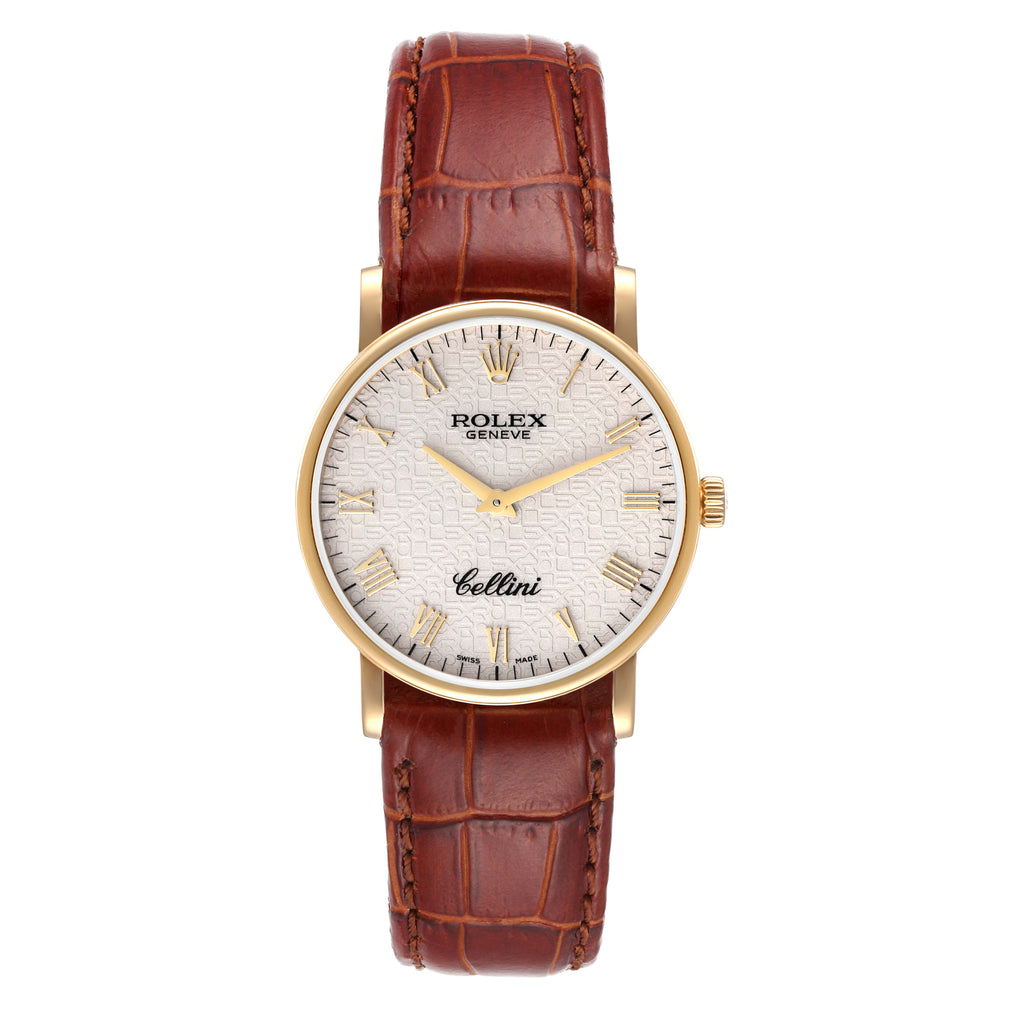 Rolex Cellini Classic Yellow Gold Anniversary Dial Mens Watch 5115 Card