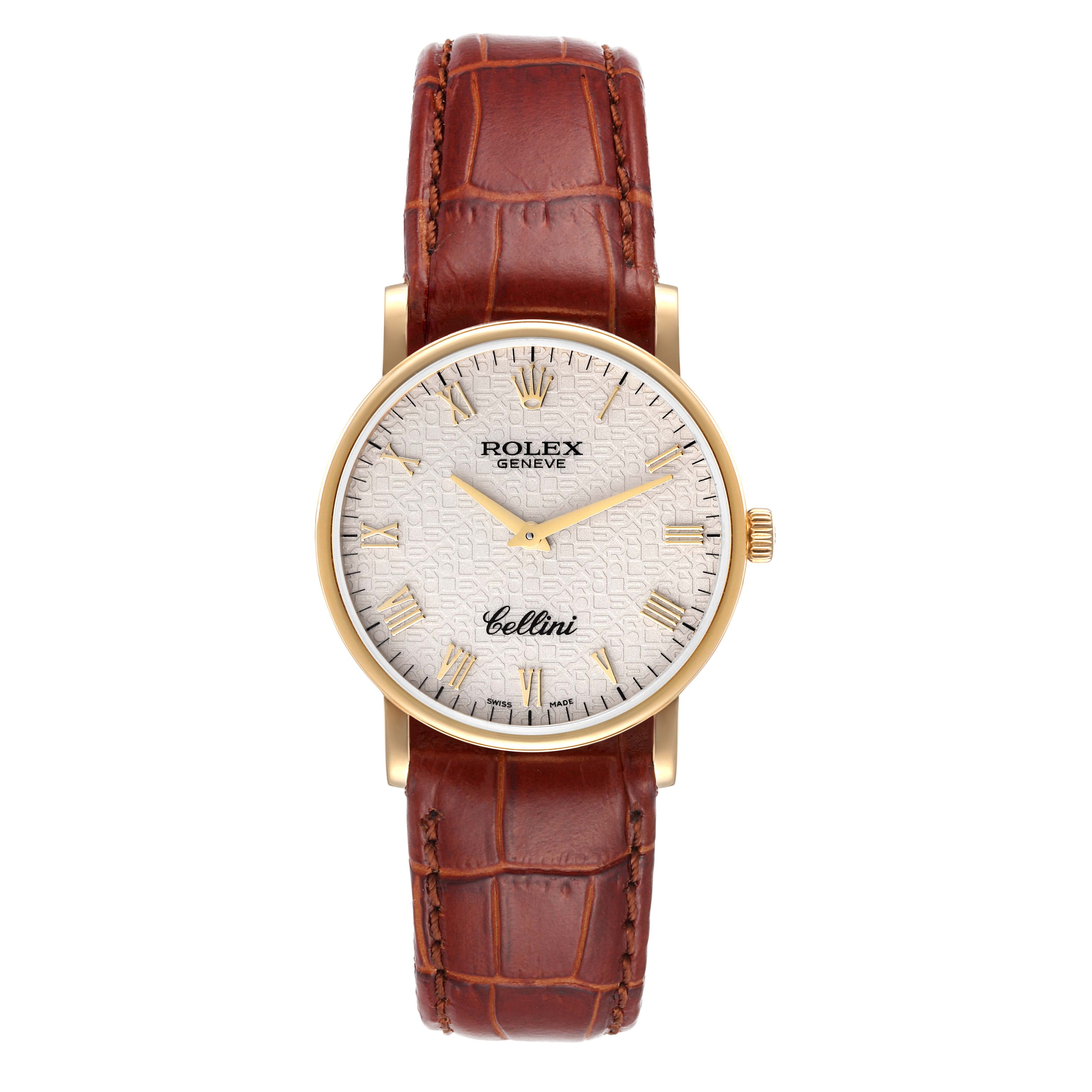 Rolex Cellini Classic Yellow Gold Anniversary Dial Mens Watch 5115 Card