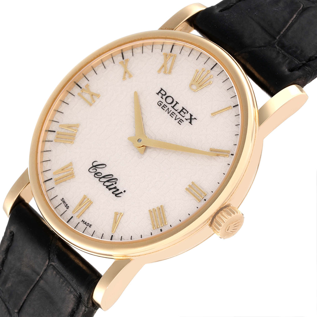 Rolex Cellini Classic Yellow Gold Anniversary Dial Watch 5115 Box Papers