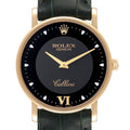 Rolex Cellini Classic Yellow Gold Black Dial Mens Watch 5115 Card