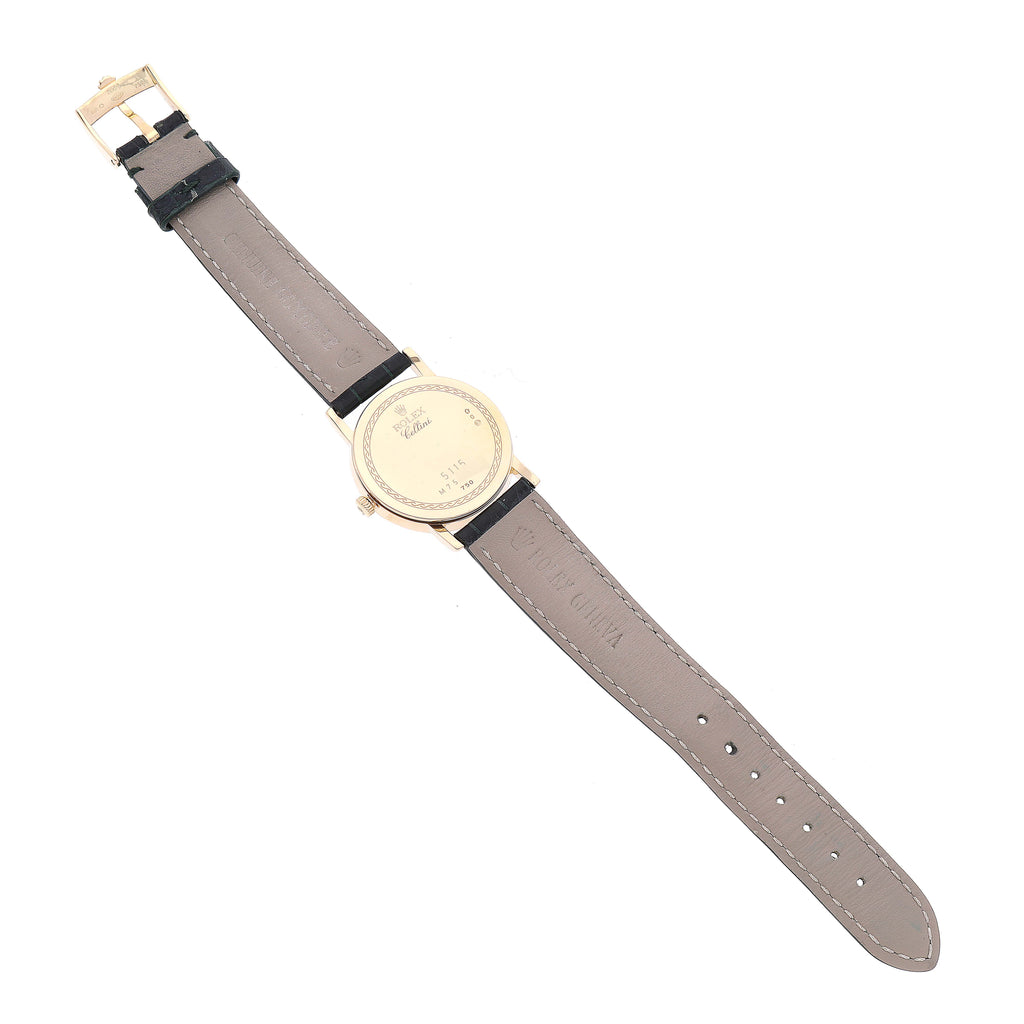 Rolex Cellini Classic Yellow Gold Black Dial Mens Watch 5115 Card