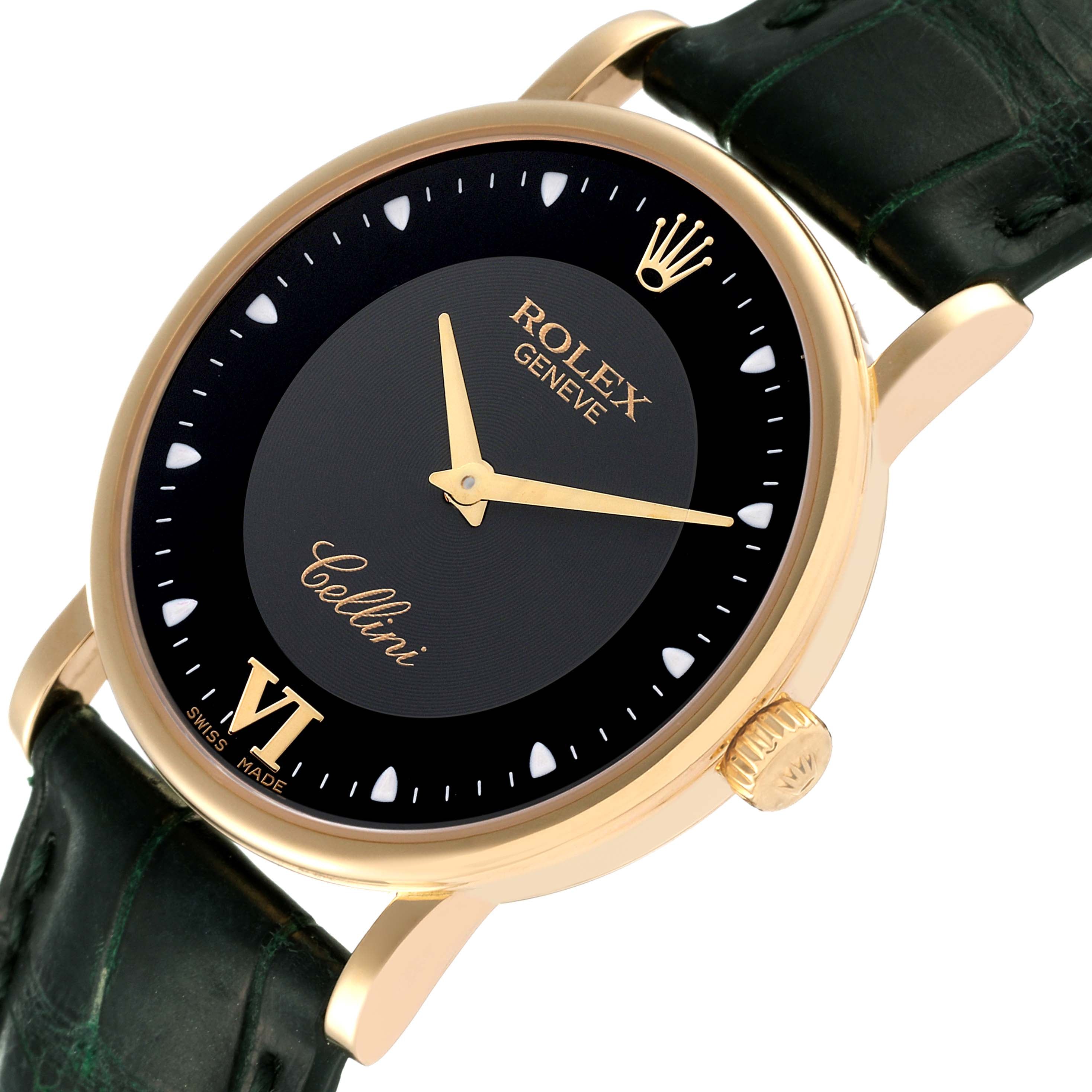 Rolex Cellini Classic Yellow Gold Black Dial Mens Watch 5115 Card