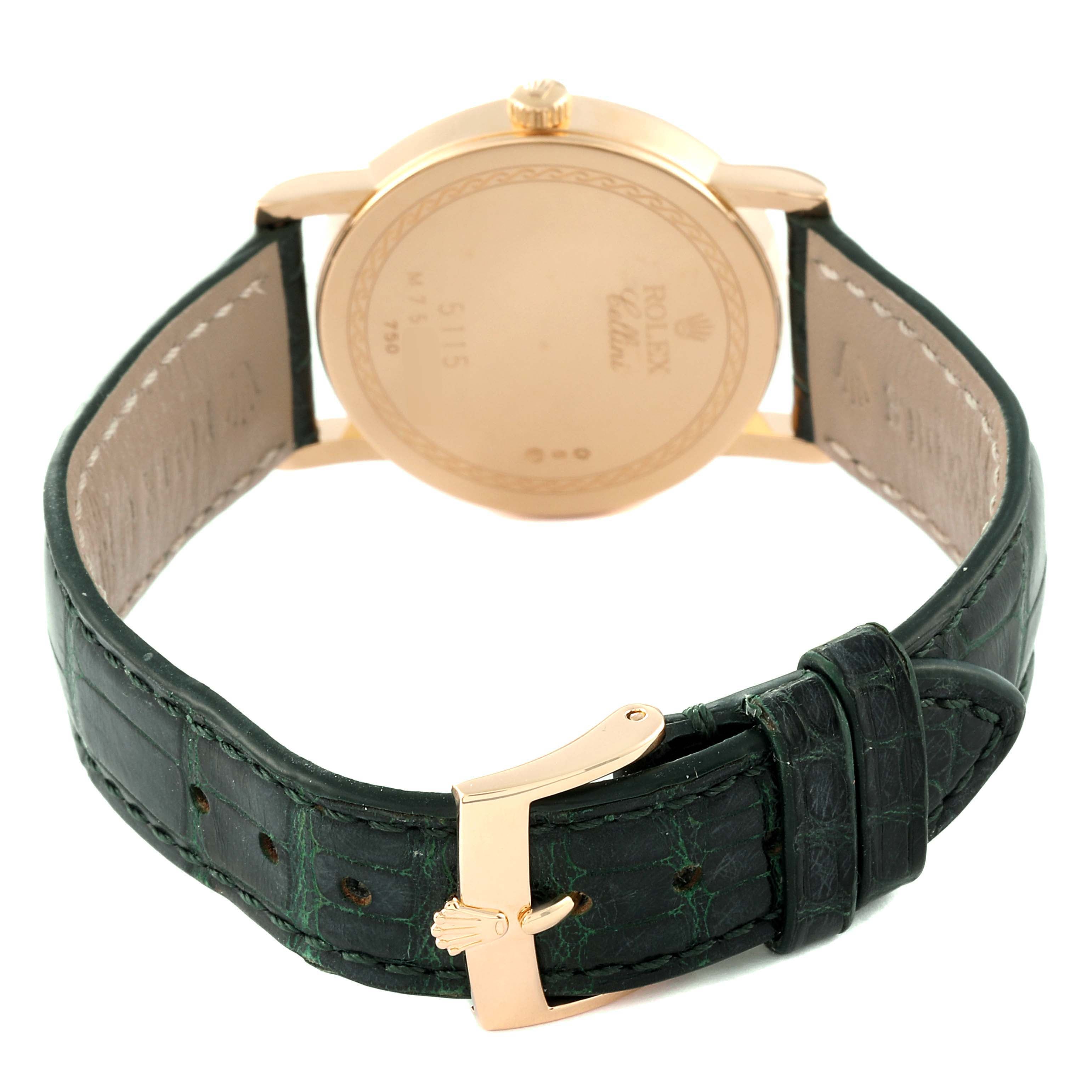 Rolex Cellini Classic Yellow Gold Black Dial Mens Watch 5115 Card