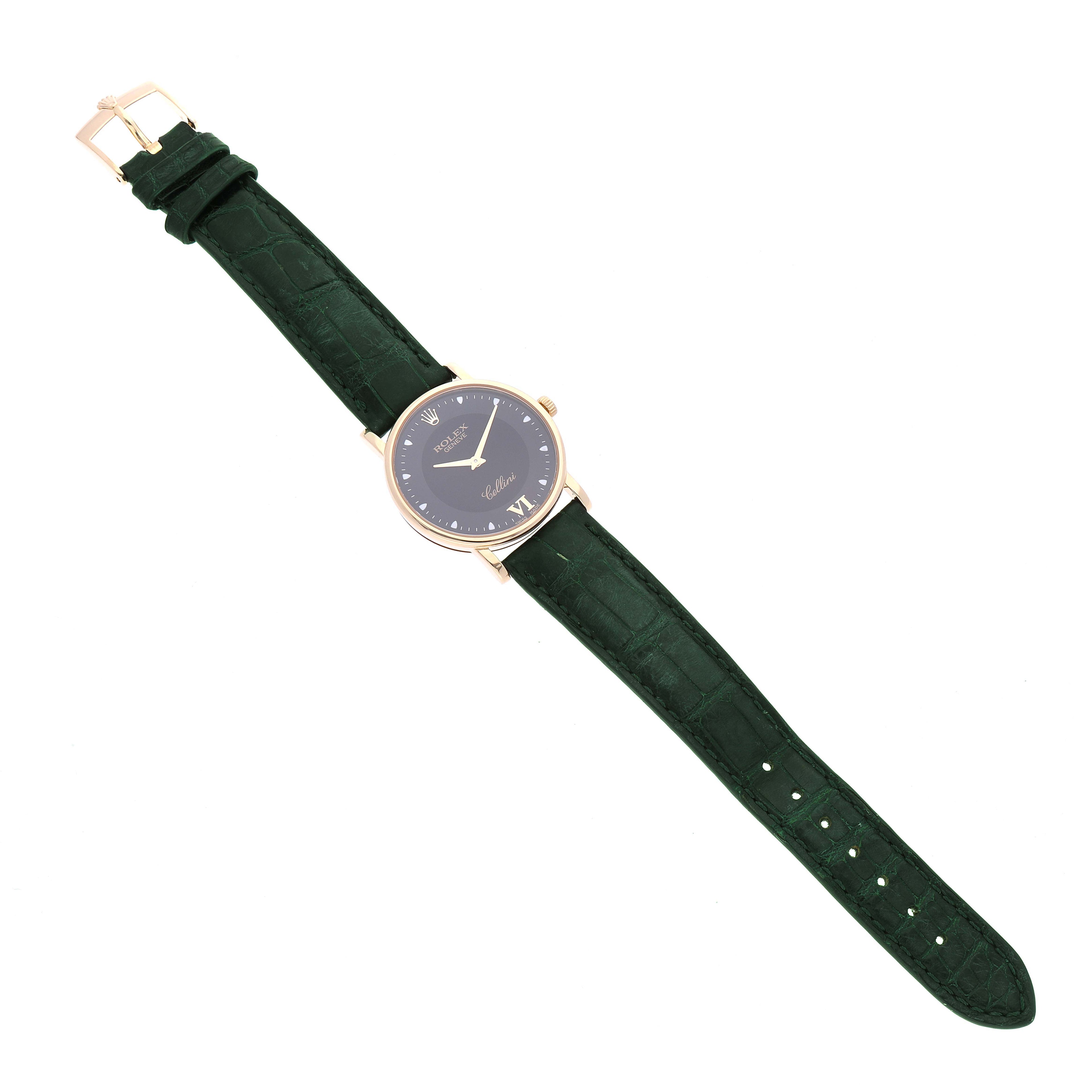 Rolex Cellini Classic Yellow Gold Black Dial Mens Watch 5115 Card