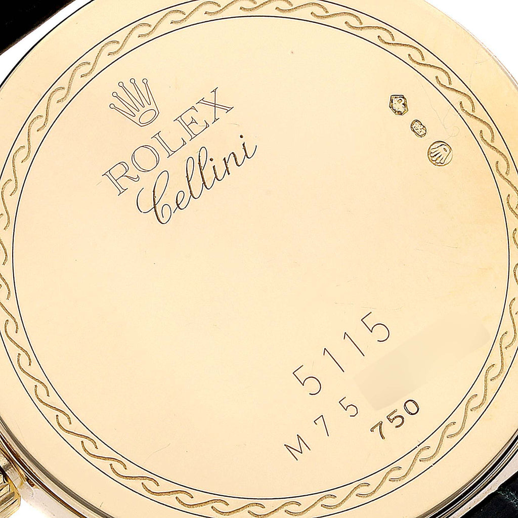 Rolex Cellini Classic Yellow Gold Black Dial Mens Watch 5115 Card