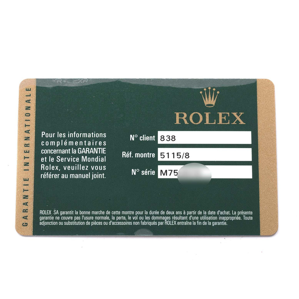Rolex Cellini Classic Yellow Gold Black Dial Mens Watch 5115 Card