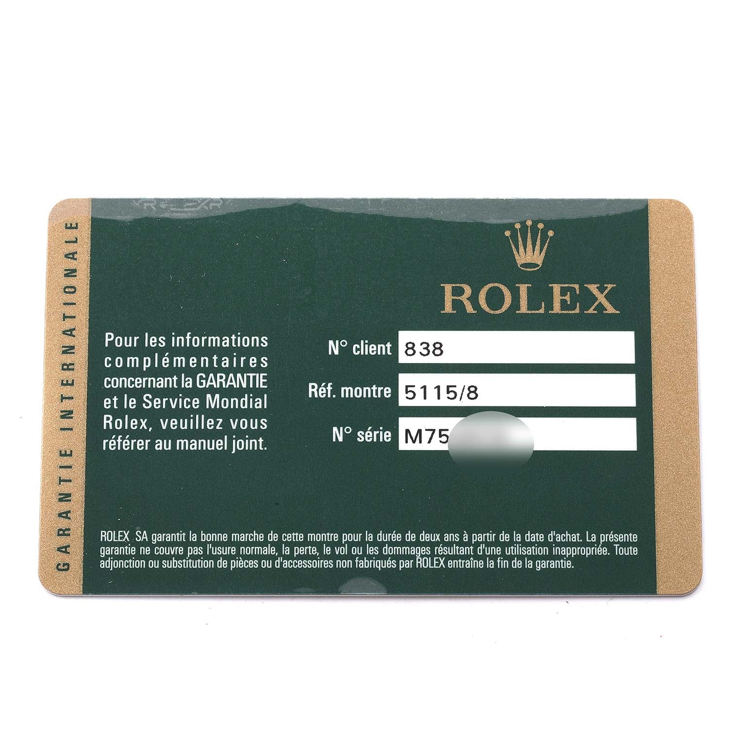 Rolex Cellini Classic Yellow Gold Black Dial Mens Watch 5115 Card