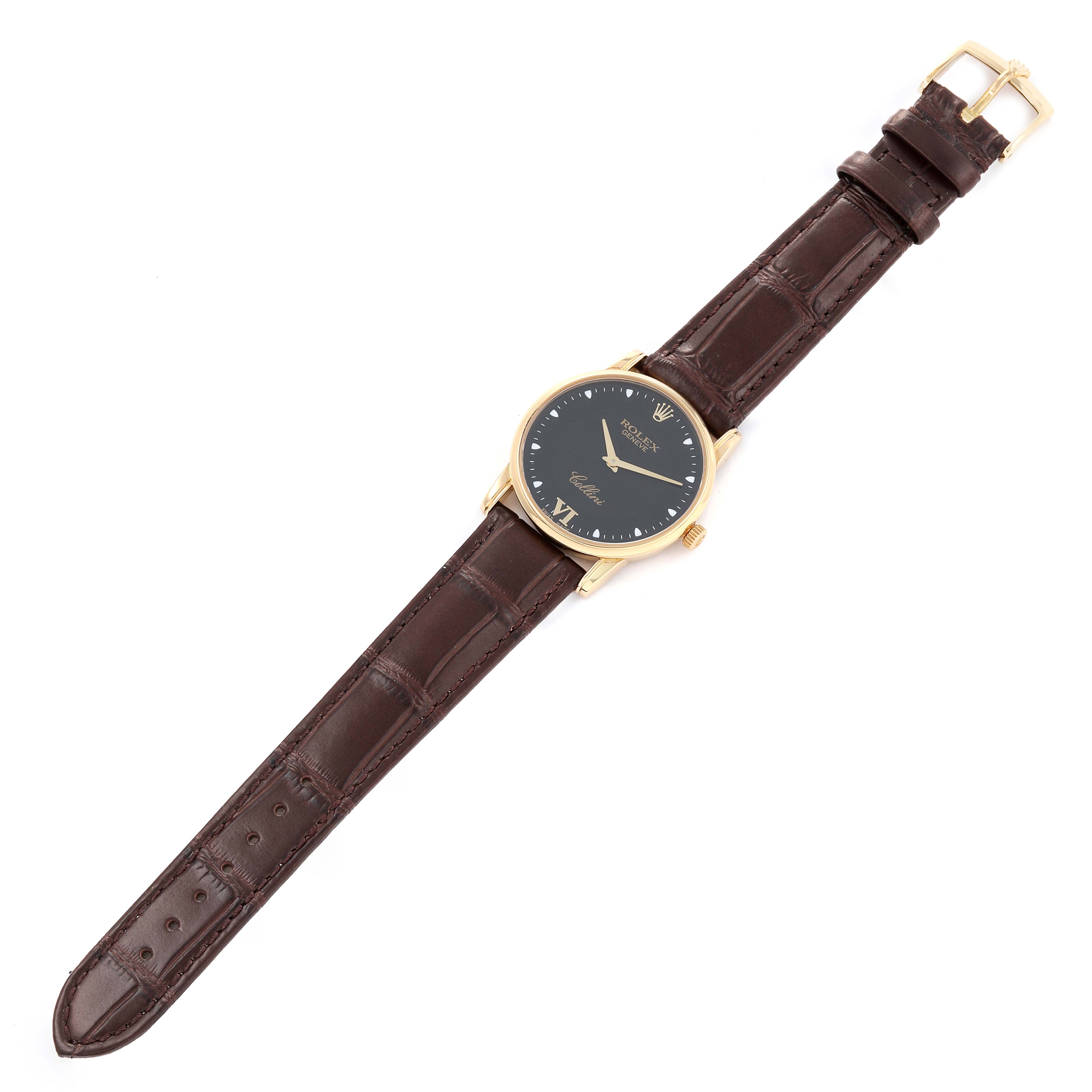 Rolex Cellini Classic Yellow Gold Black Dial Mens Watch 5116 Card