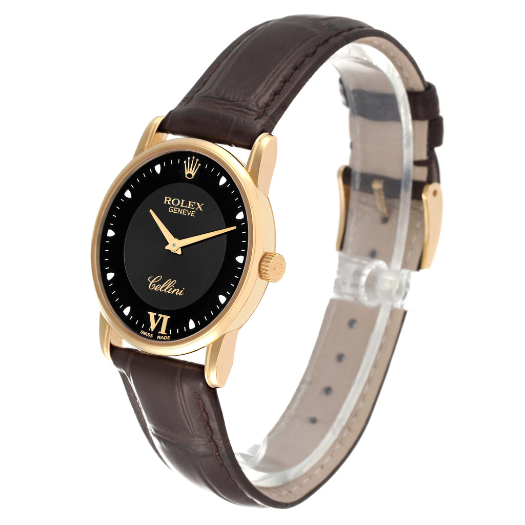 Rolex Cellini Classic Yellow Gold Black Dial Mens Watch 5116 Card