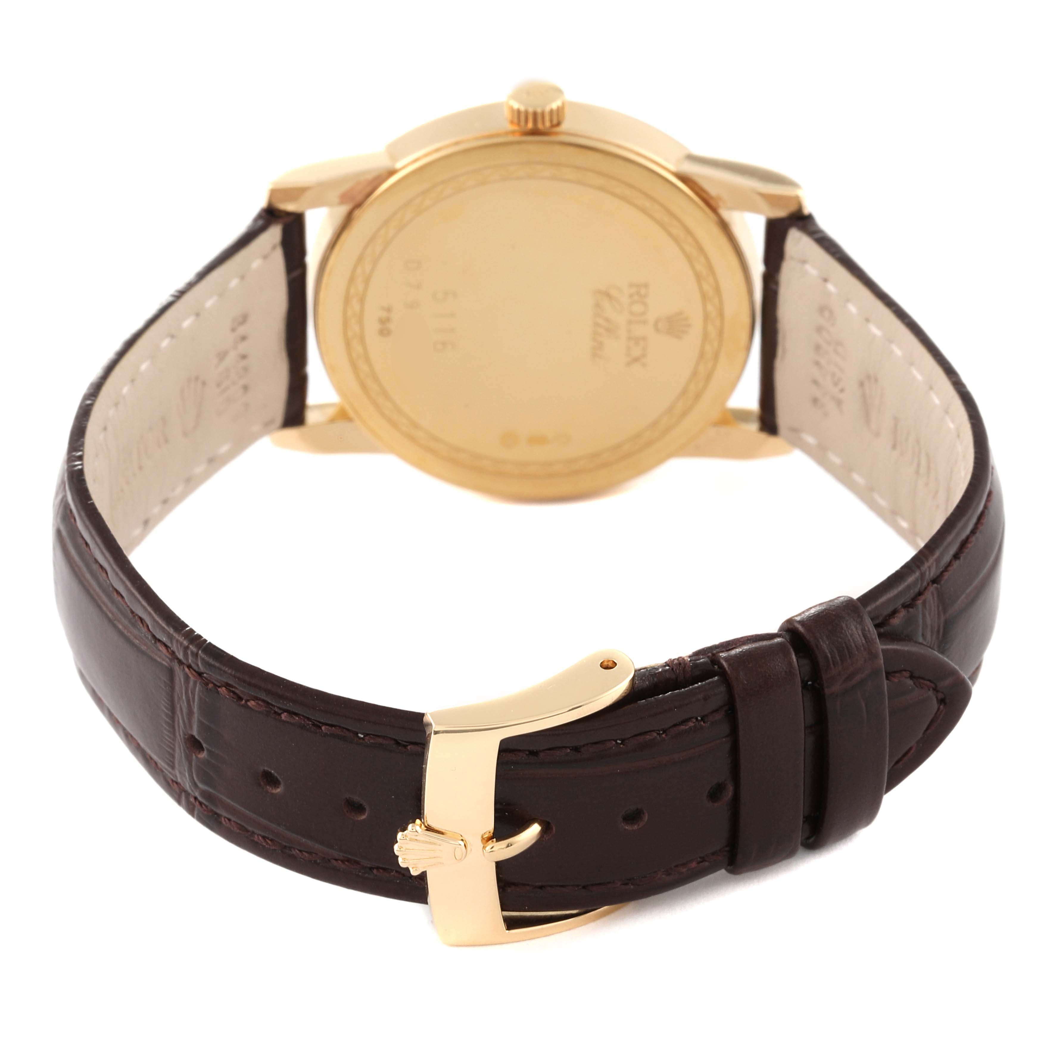Rolex Cellini Classic Yellow Gold Black Dial Mens Watch 5116 Card