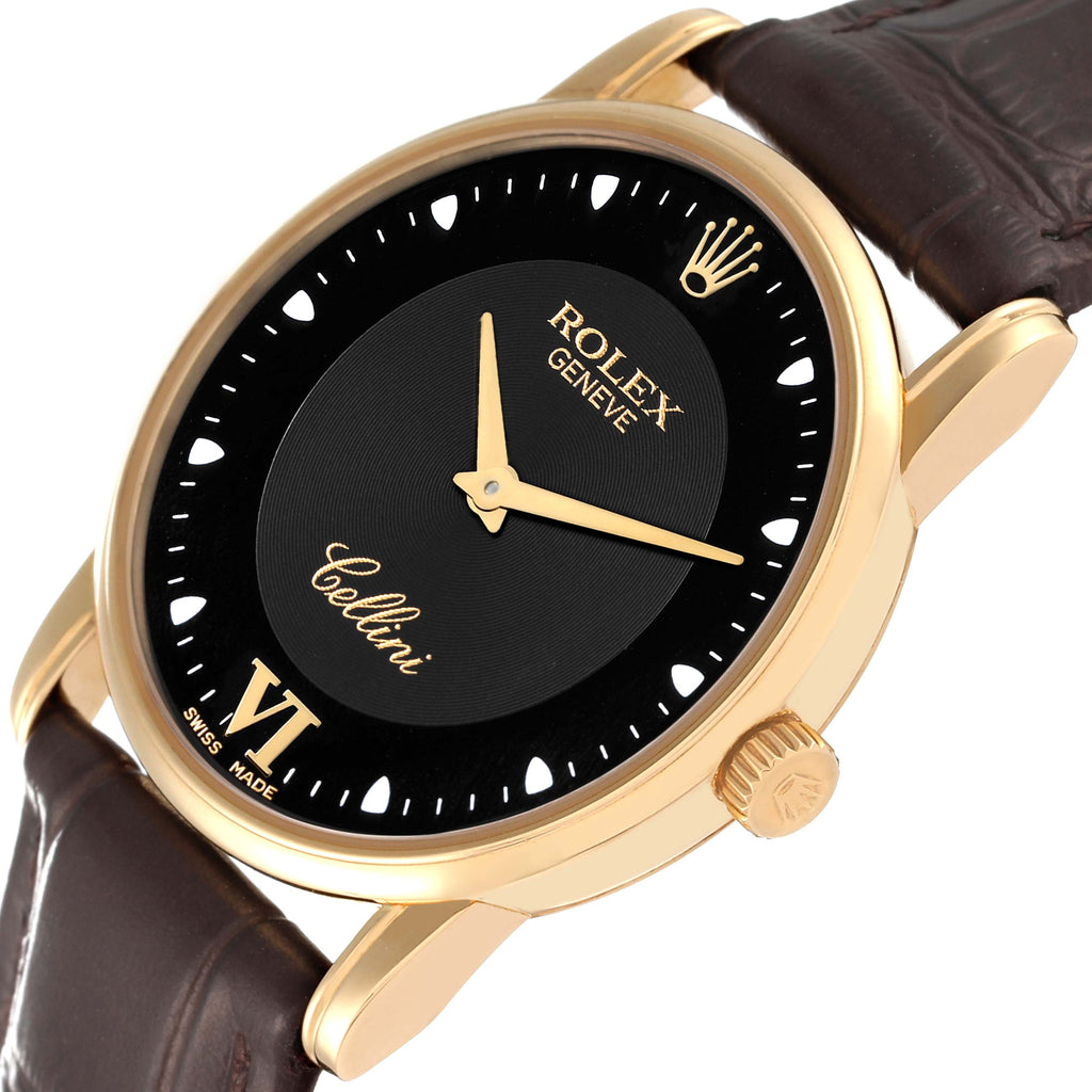 Rolex Cellini Classic Yellow Gold Black Dial Mens Watch 5116 Card