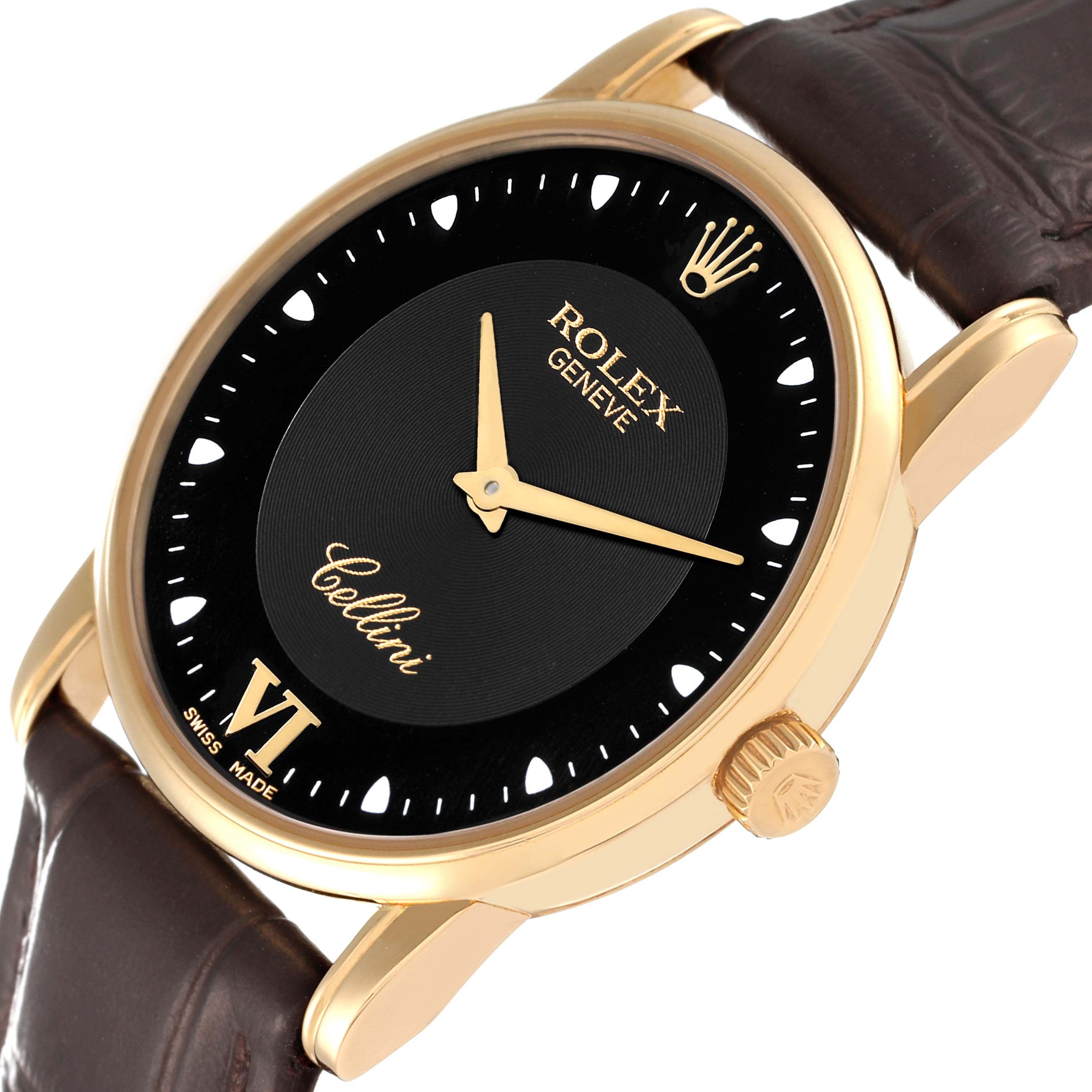 Rolex Cellini Classic Yellow Gold Black Dial Mens Watch 5116 Card
