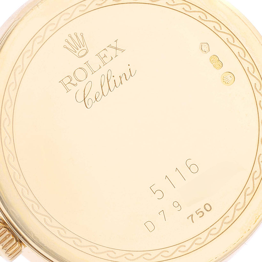 Rolex Cellini Classic Yellow Gold Black Dial Mens Watch 5116 Card