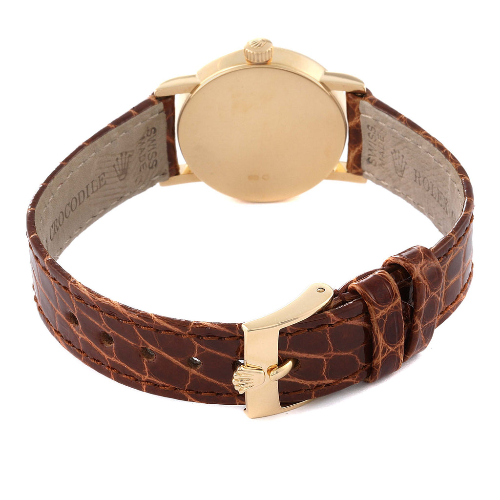 Rolex Cellini Classic Yellow Gold Brown Strap Ladies Watch 6110