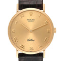 Rolex Cellini Classic Yellow Gold Brown Strap Mens Watch 4112 Papers