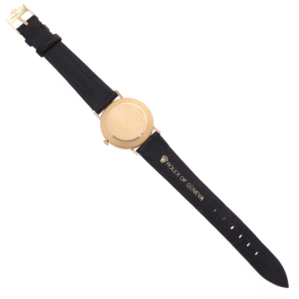 Rolex Cellini Classic Yellow Gold Brown Strap Mens Watch 4112 Papers