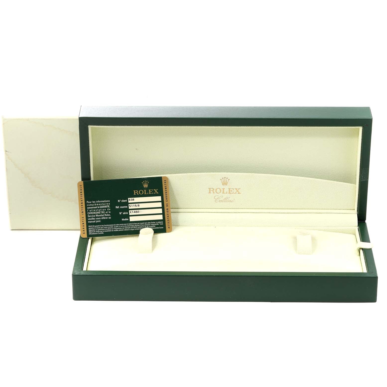 Rolex Cellini Classic Yellow Gold Ivory Anniversary Dial Watch 5115 Box Card