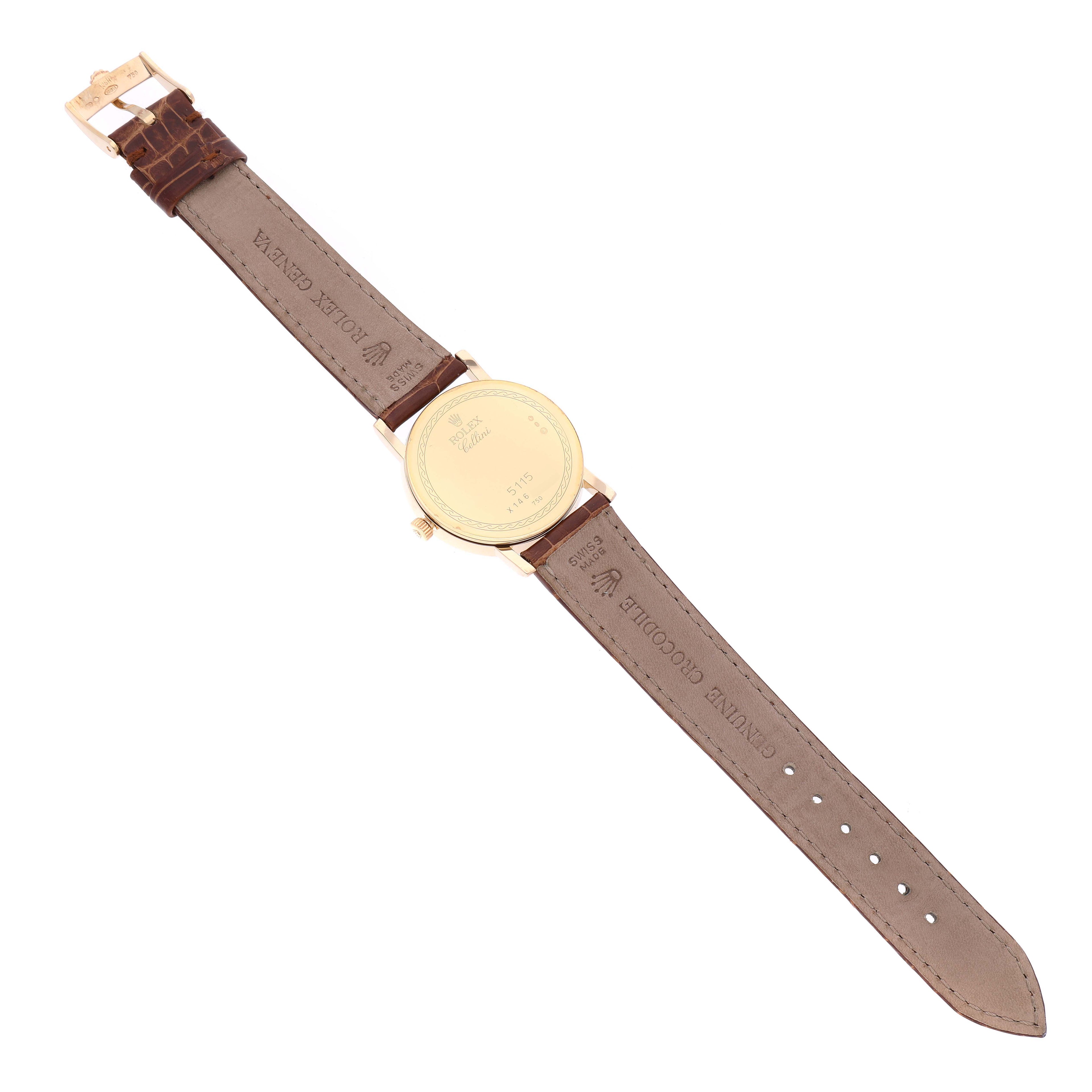 Rolex Cellini Classic Yellow Gold Ivory Anniversary Dial Watch 5115 Box Card