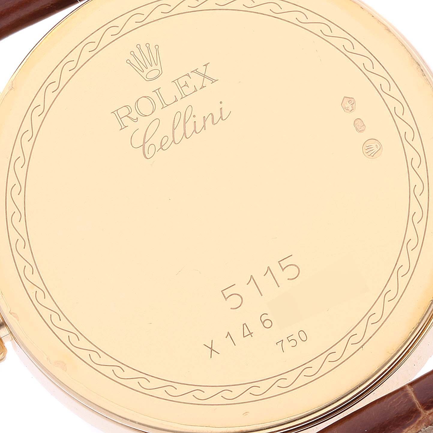 Rolex Cellini Classic Yellow Gold Ivory Anniversary Dial Watch 5115 Box Card