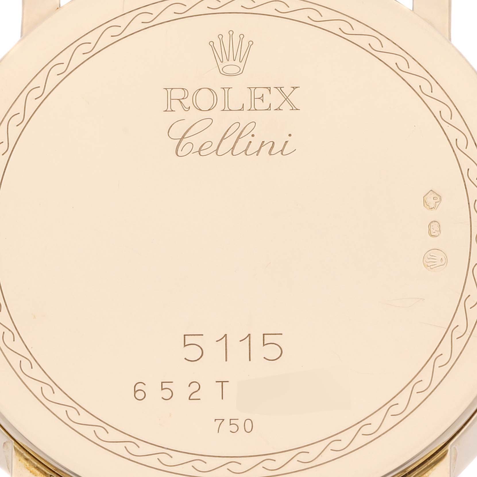 Rolex Cellini Classic Yellow Gold Ivory Anniversary Dial Watch 5115 Card