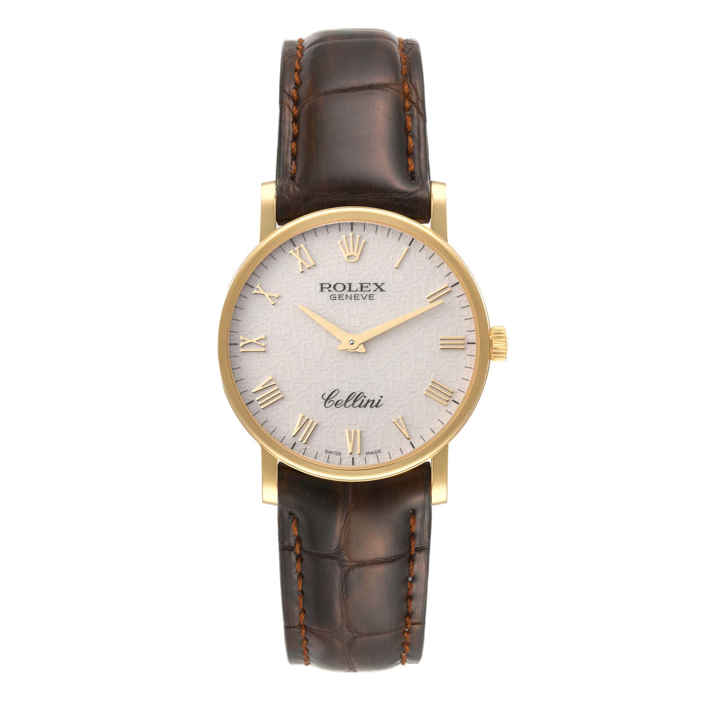 Rolex Cellini Classic Yellow Gold Ivory Anniversary Dial Watch 5115 Card