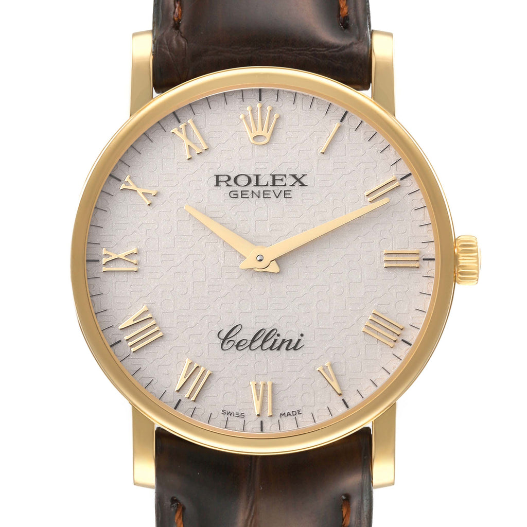 Rolex Cellini Classic Yellow Gold Ivory Anniversary Dial Watch 5115 Card