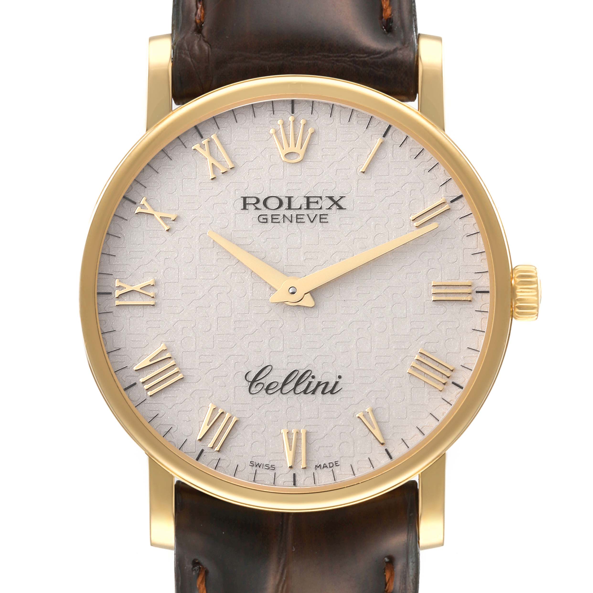 Rolex Cellini Classic Yellow Gold Ivory Anniversary Dial Watch 5115 Card