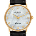 Rolex Cellini Classic Yellow Gold MOP Dial Black Strap Watch 5115