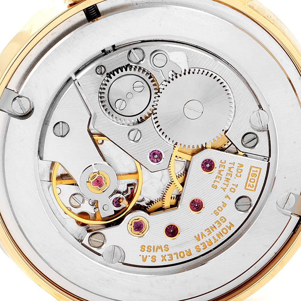 Rolex Cellini Classic Yellow Gold MOP Dial Black Strap Watch 5115
