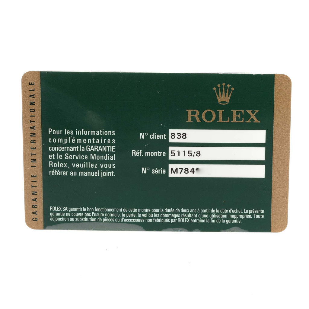 Rolex Cellini Classic Yellow Gold MOP Dial Brown Strap Watch 5115 Card