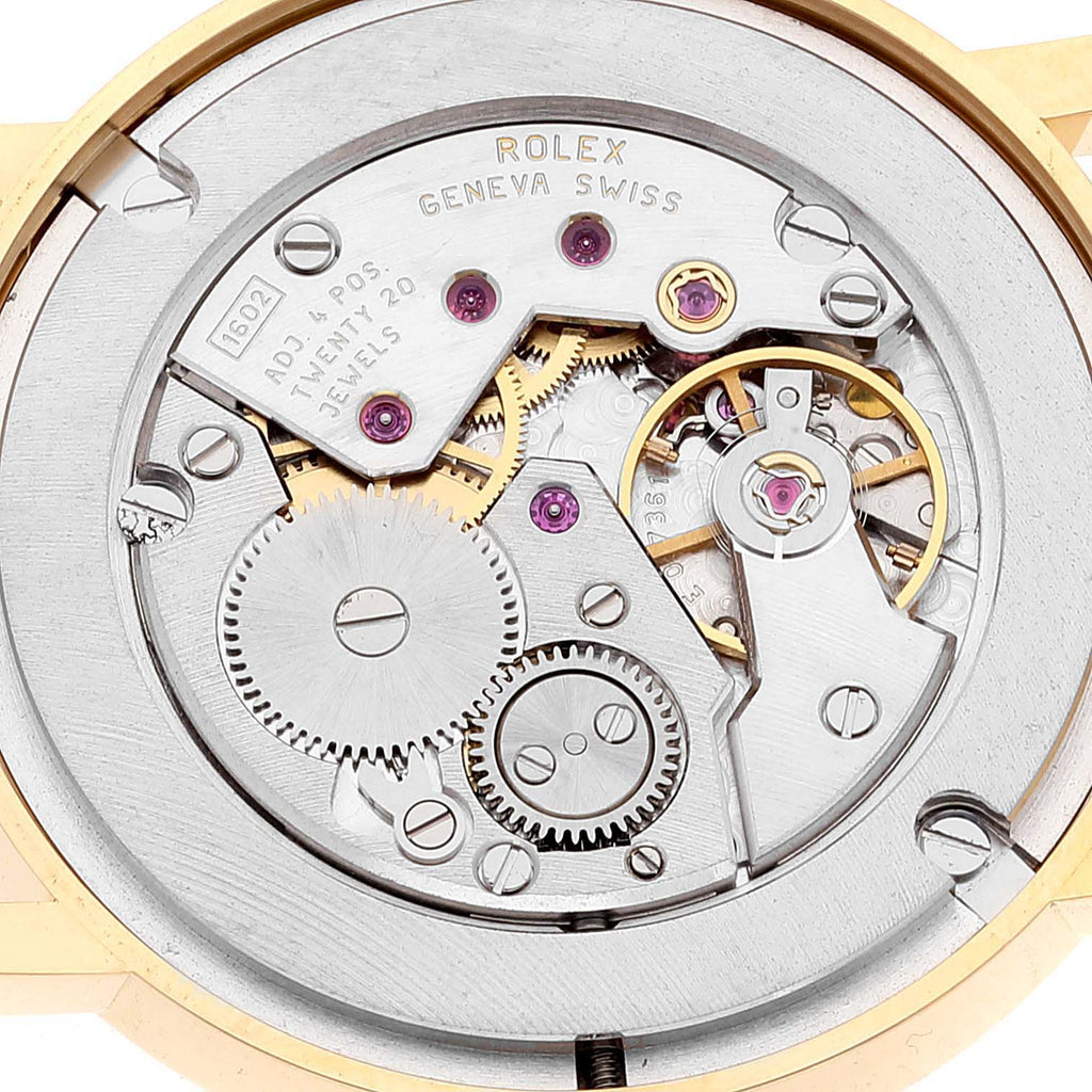 Rolex Cellini Classic Yellow Gold MOP Dial Brown Strap Watch 5115 Card