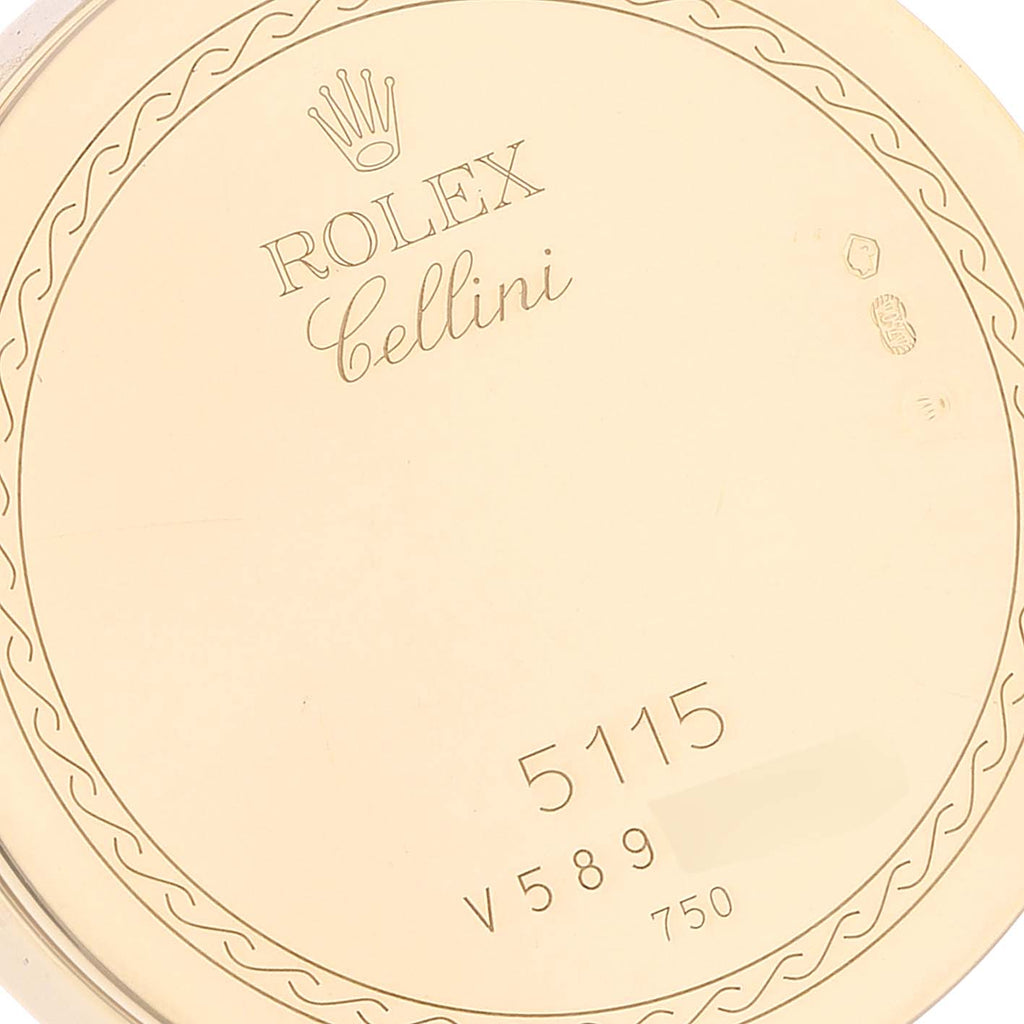Rolex Cellini Classic Yellow Gold Mother of Pearl Brown Strap Mens Watch 5115