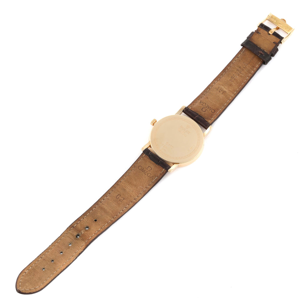 Rolex Cellini Classic Yellow Gold Mother of Pearl Brown Strap Mens Watch 5115
