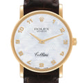 Rolex Cellini Classic Yellow Gold Mother of Pearl Brown Strap Mens Watch 5115