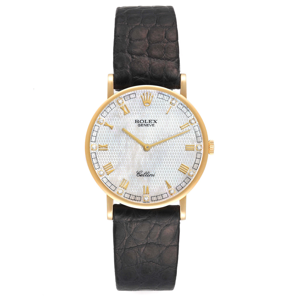 Rolex Cellini Classic Yellow Gold MOP Diamond Dial Ladies Watch 5112