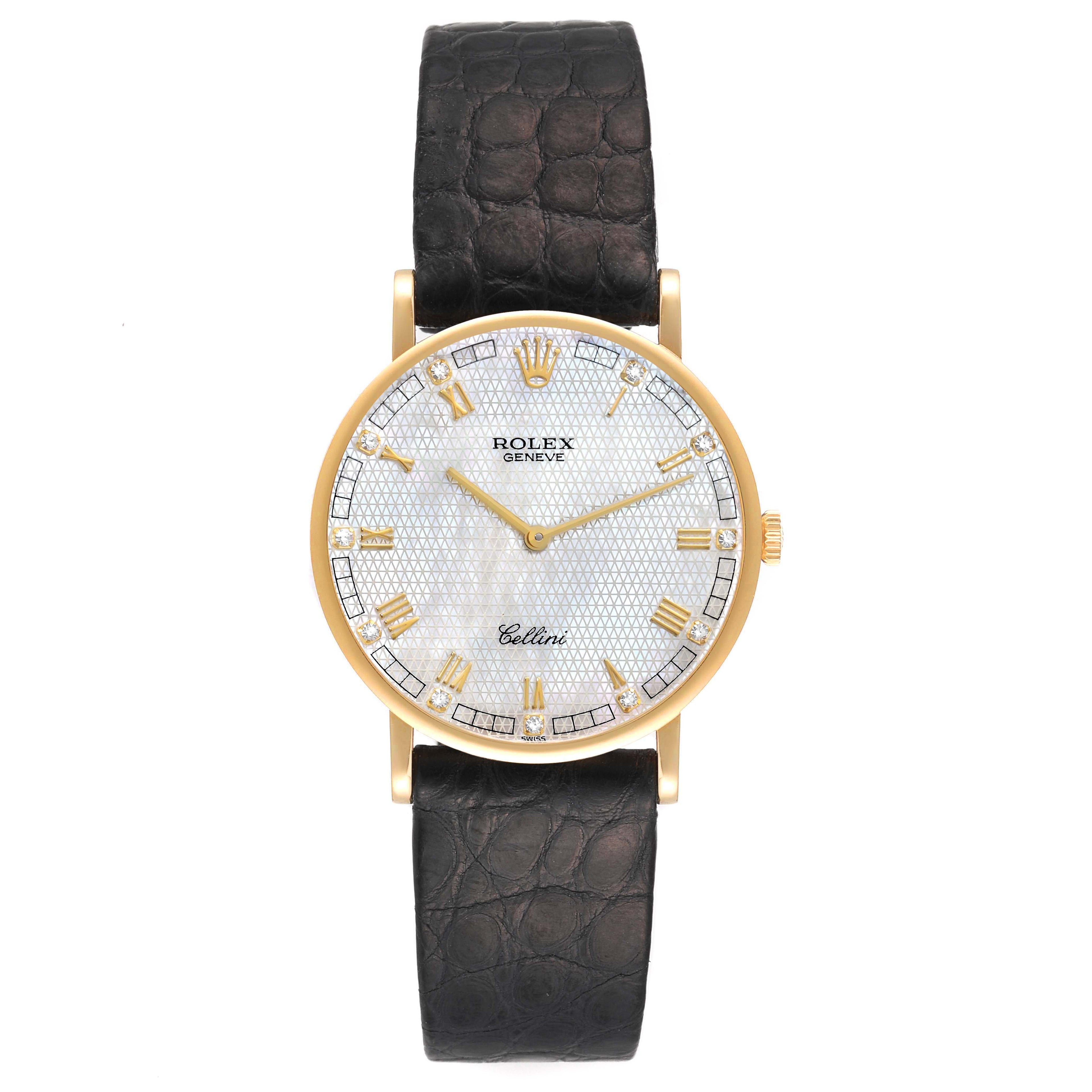 Rolex Cellini Classic Yellow Gold MOP Diamond Dial Ladies Watch 5112
