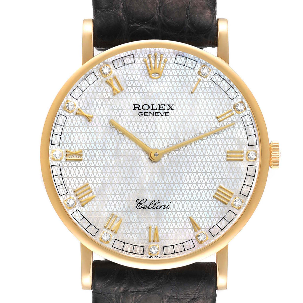 Rolex Cellini Classic Yellow Gold MOP Diamond Dial Ladies Watch 5112