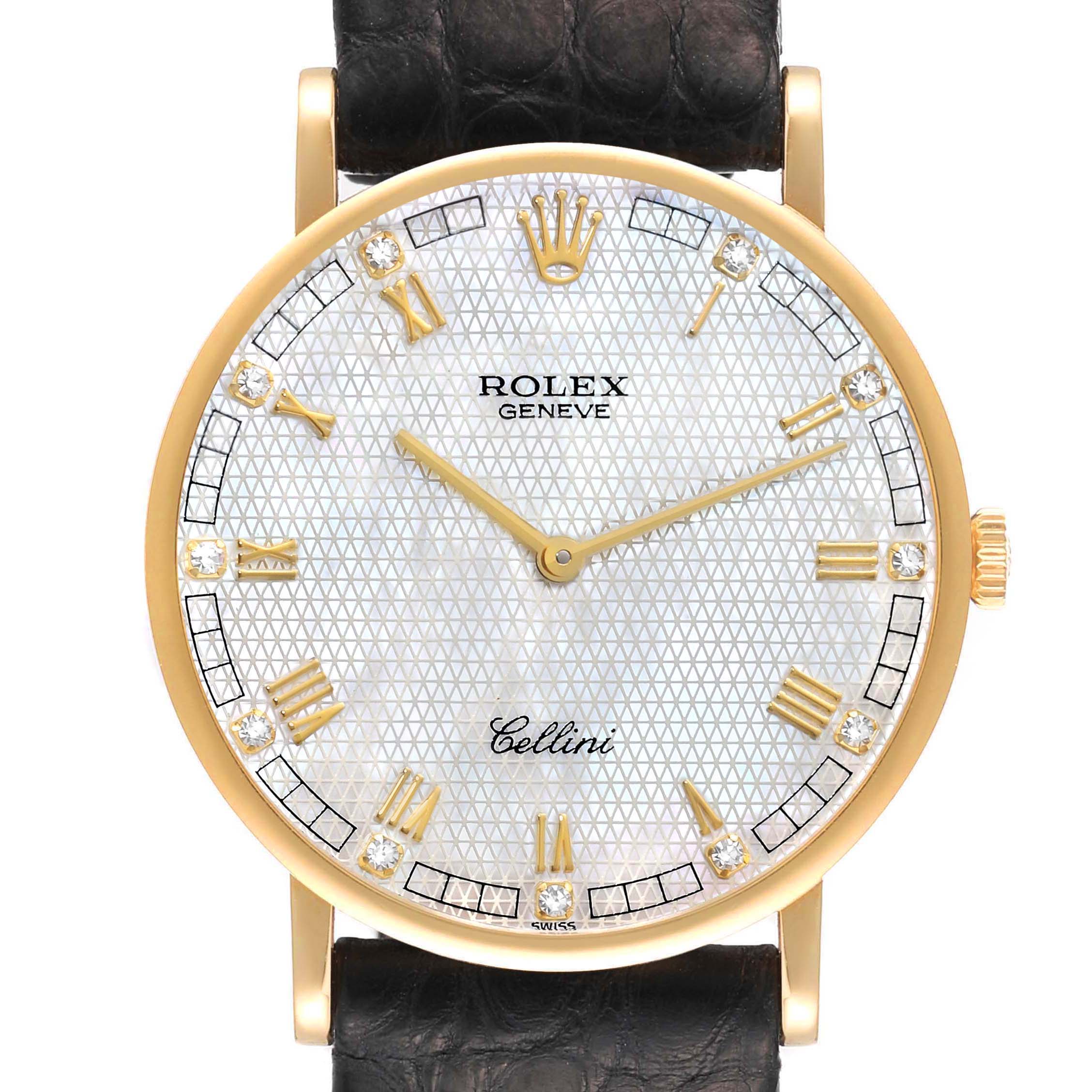 Rolex Cellini Classic Yellow Gold MOP Diamond Dial Ladies Watch 5112