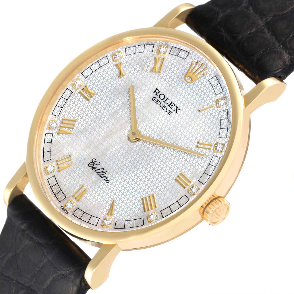 Rolex Cellini Classic Yellow Gold MOP Diamond Dial Ladies Watch 5112
