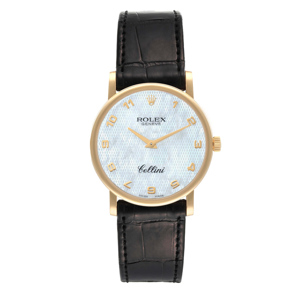 Rolex Cellini Classic Yellow Gold Mother of Pearl Dial Mens Watch 5115 Box Card