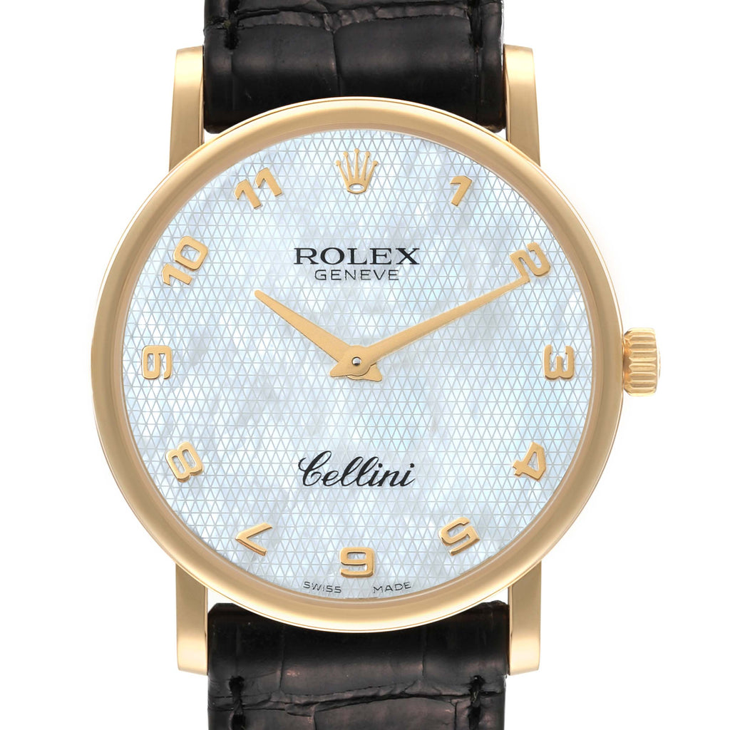Rolex Cellini Classic Yellow Gold Mother of Pearl Dial Mens Watch 5115 Box Card