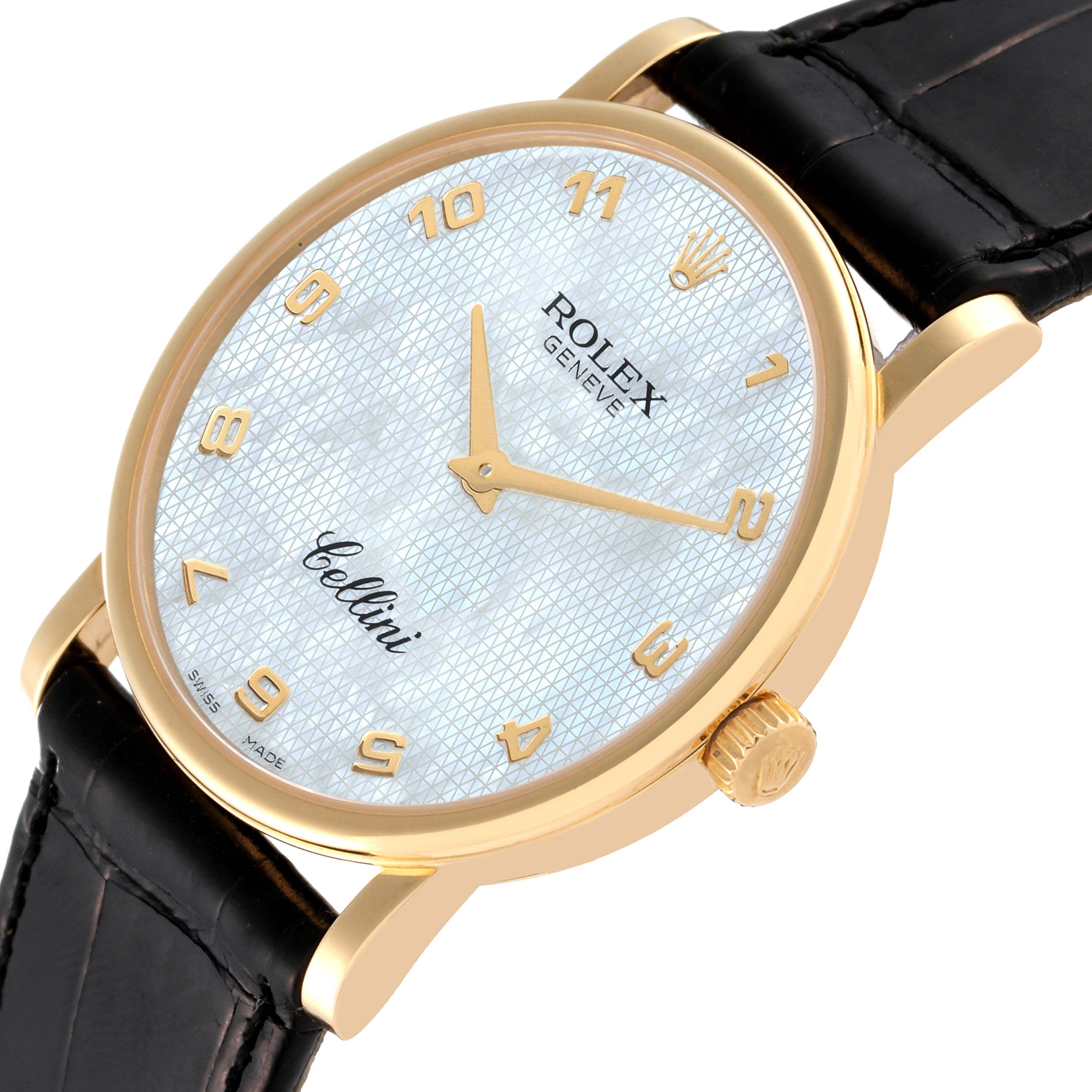 Rolex Cellini Classic Yellow Gold Mother of Pearl Dial Mens Watch 5115 Box Card