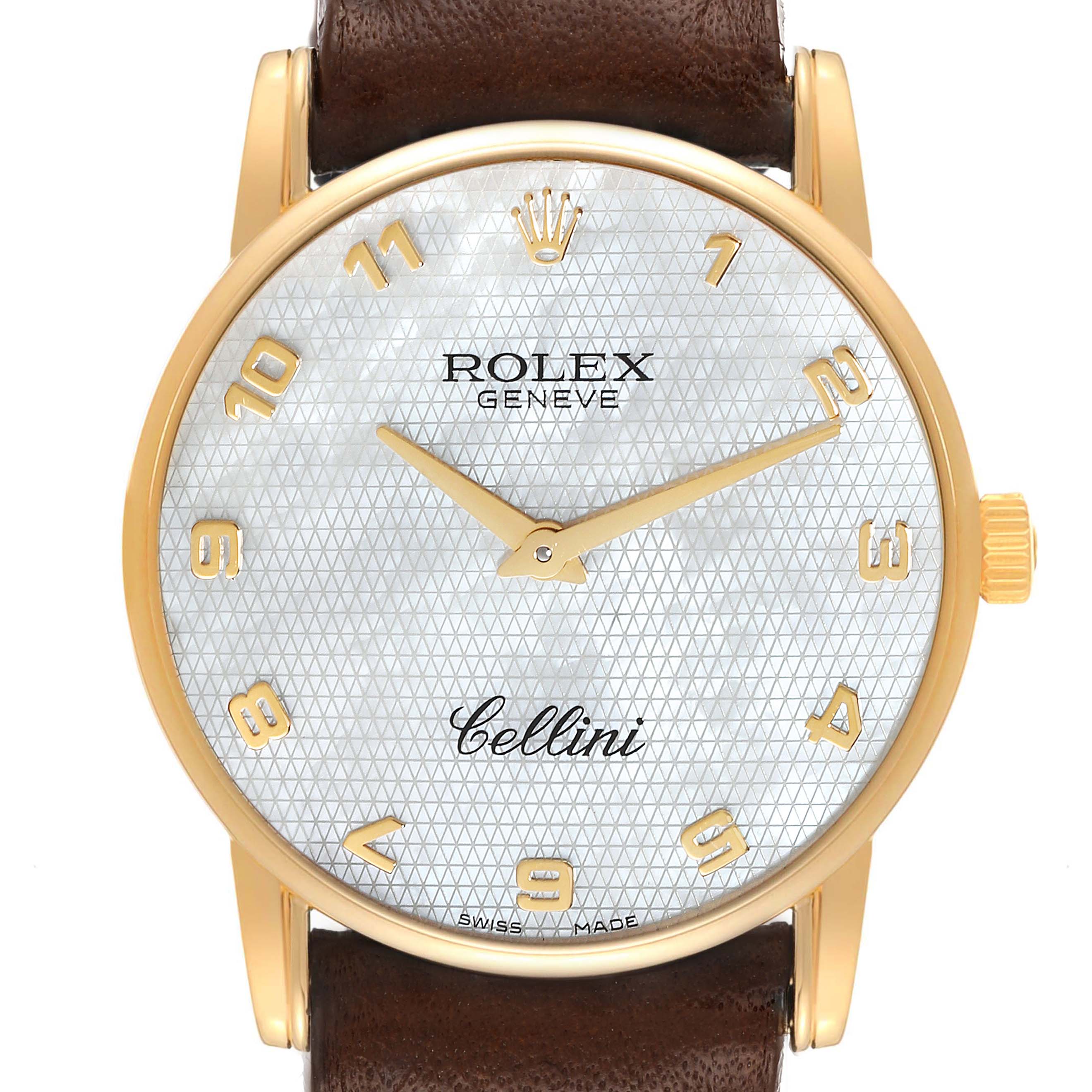 Rolex Cellini Classic Yellow Gold Mother of Pearl Dial Mens Watch 5116