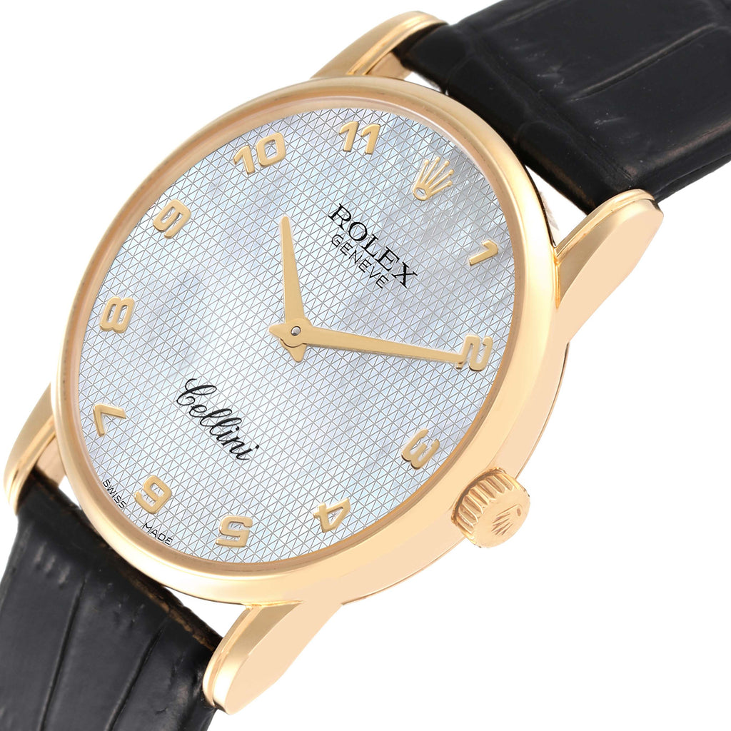 Rolex Cellini Classic Yellow Gold Mother of Pearl Dial Mens Watch 5116 Card