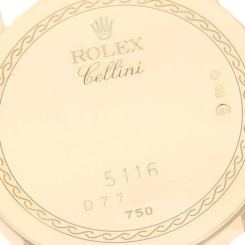 Rolex Cellini Classic Yellow Gold Mother of Pearl Dial Mens Watch 5116 Card