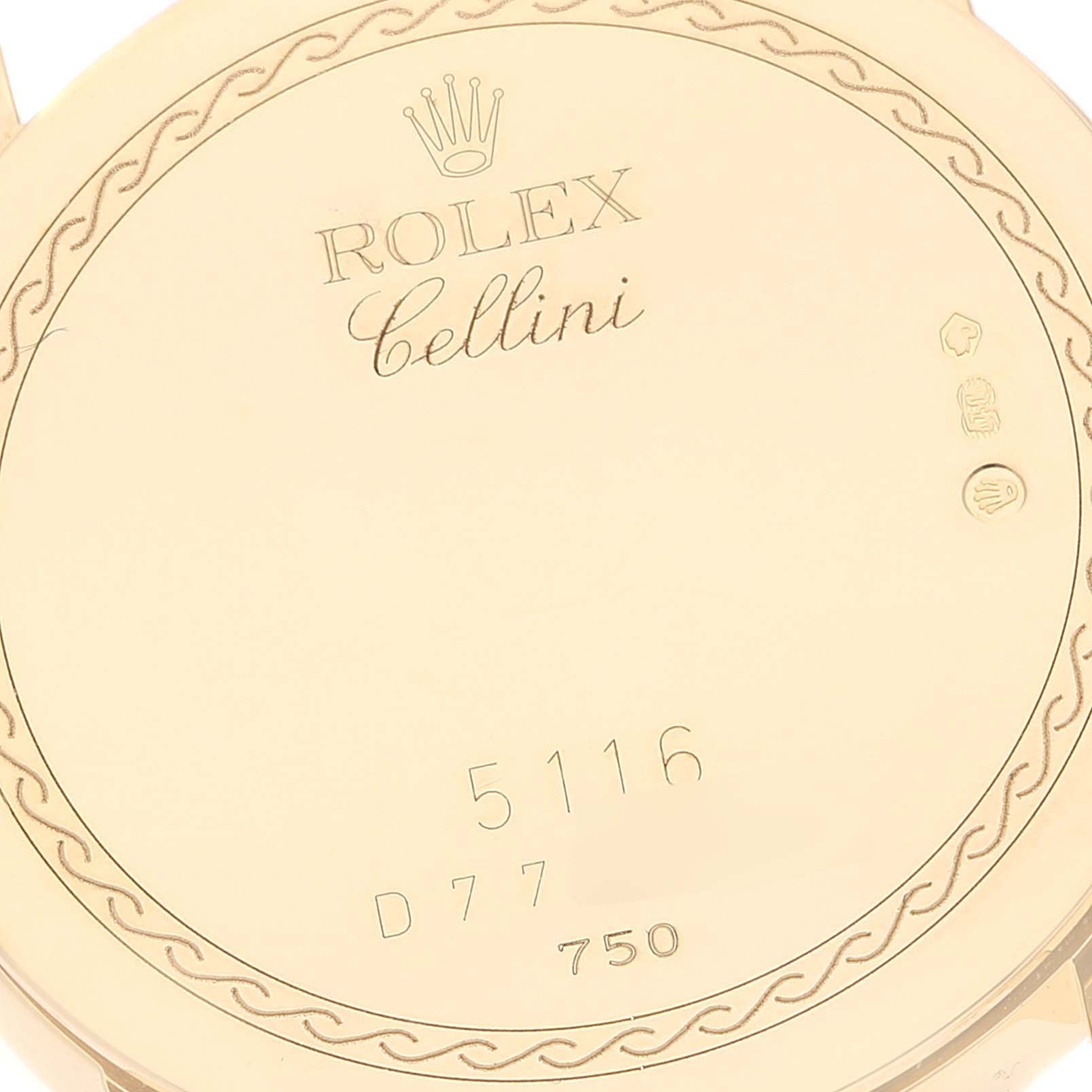 Rolex Cellini Classic Yellow Gold Mother of Pearl Dial Mens Watch 5116 Card